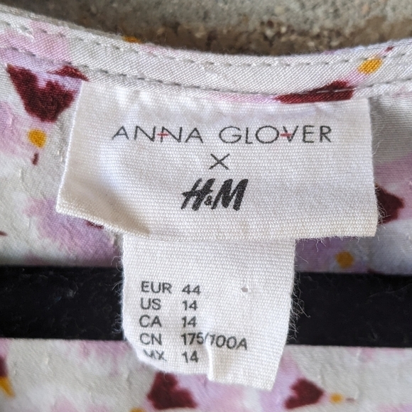 Anna Glover X H&M Gingko Floral Flowy Blouse Size 14 - Picture 4 of 7